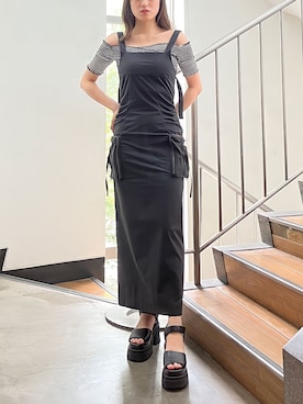 「EMODA（エモダ）のタンクラバーサンダル（サンダル）」を使った、片岡玲菜さん（レディース・165cm）の夏コーディネート