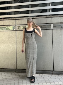 EMODA エモダ ロングラインスリットキャミソールワンピース EMODA ロングラインスリットキャミソールワンピース（ブラック