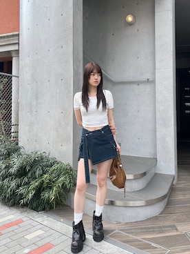「EMODA（エモダ）のアイテム（バッグ）」を使った、片岡玲菜さん（レディース・165cm）の春コーディネート