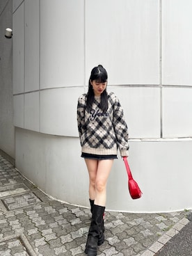 「EMODA（エモダ）のアイテム（ニット/セーター）」を使った、片岡玲菜さん（レディース・165cm）の秋コーディネート