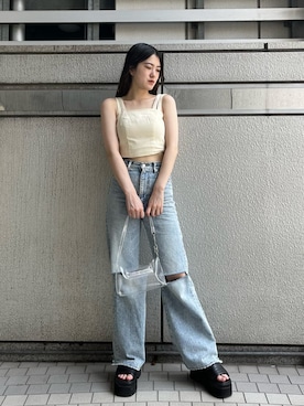 「EMODA（エモダ）のアイテム（その他トップス）」を使った、片岡玲菜さん（レディース・165cm）の夏コーディネート