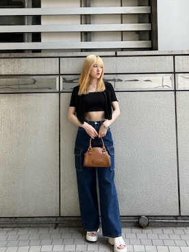 「EMODA（エモダ）のアイテム（アンサンブル）」を使った、片岡玲菜さん（レディース・165cm）の春コーディネート