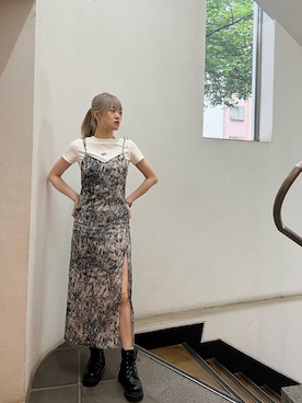 「スリットワンピ」｜片岡玲菜さん（レディース・165cm）の夏コーディネート
