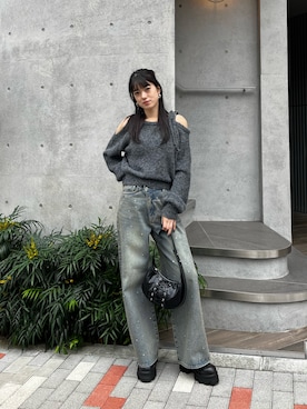 「EMODA（エモダ）のアイテム（ニット/セーター）」を使った、片岡玲菜さん（レディース・165cm）の秋コーディネート