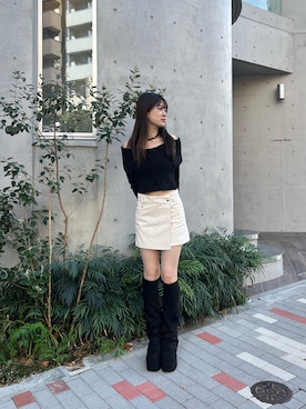 「EMODA（エモダ）のアイテム（ニット/セーター）」を使った、片岡玲菜さん（レディース・165cm）の秋コーディネート