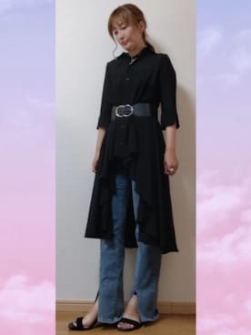 「GRL（グレイル）のアイテム（シャツワンピース）」を使った、kuronekokuro00さん（レディース・158cm）の夏コーディネート