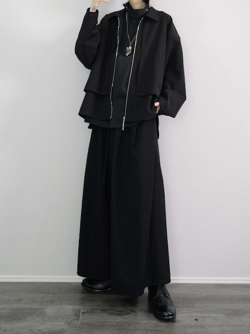 ドレープ ダブルジップレイヤードヨークブルゾン【セットアップ対応