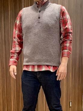 「アイテム（ベスト）」を使った、BRICK HOUSE シャツ工房 南砂町スナモ店さん（メンズ・178cm）の冬コーディネート