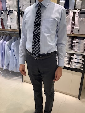 「アイテム（ビジネスシャツ）」を使った、BRICK HOUSE シャツ工房 甲斐双葉ラザウォーク店さん（メンズ・177cm）の冬コーディネート
