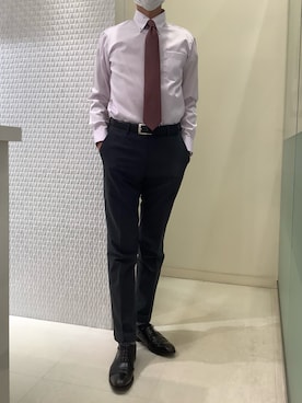 「アイテム（ビジネスシャツ）」を使った、BRICK HOUSE シャツ工房 甲斐双葉ラザウォーク店さん（メンズ・177cm）の冬コーディネート