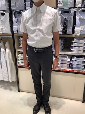 「アイテム（ビジネスシャツ）」を使った、BRICK HOUSE シャツ工房 甲斐双葉ラザウォーク店さん（メンズ・177cm）の夏コーディネート