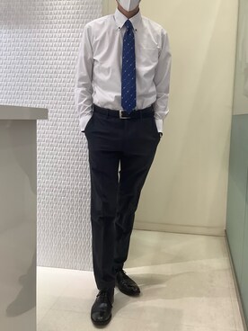 「アイテム（ビジネスシャツ）」を使った、BRICK HOUSE シャツ工房 甲斐双葉ラザウォーク店さん（メンズ・177cm）の春コーディネート
