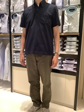 「アイテム（ポロシャツ）」を使った、BRICK HOUSE シャツ工房 甲斐双葉ラザウォーク店さん（メンズ・177cm）の春コーディネート