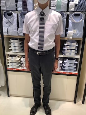 「アイテム（ビジネスシャツ）」を使った、BRICK HOUSE シャツ工房 甲斐双葉ラザウォーク店さん（メンズ・177cm）の夏コーディネート