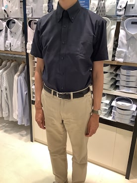 「アイテム（ビジネスシャツ）」を使った、BRICK HOUSE シャツ工房 甲斐双葉ラザウォーク店さん（メンズ・177cm）の夏コーディネート