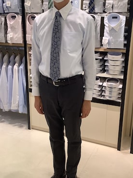 「アイテム（ビジネスシャツ）」を使った、BRICK HOUSE シャツ工房 甲斐双葉ラザウォーク店さん（メンズ・177cm）の春コーディネート