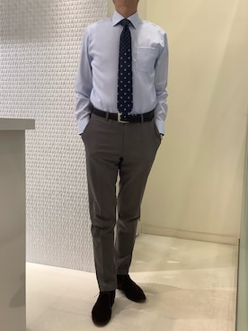 「アイテム（ビジネスシャツ）」を使った、BRICK HOUSE シャツ工房 甲斐双葉ラザウォーク店さん（メンズ・177cm）の春コーディネート