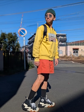 「アイテム（デジタル腕時計）」を使った、wさん（メンズ・170cm）の秋コーディネート