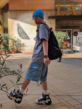 「アイテム（デジタル腕時計）」を使った、wさん（メンズ・170cm）の秋コーディネート