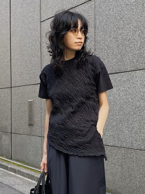 HTH shirring tee シャーリング　Tシャツ　ブラック　新品 Shirring tee（Tシャツ/カットソー）｜HeRIN.CYE（ヘリンドット
