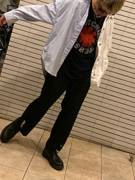 「GU（ジーユー）のアイテム（Pants、ブラック系）」を使った、おちゃづけ。さん（メンズ・170cm）の夏コーディネート