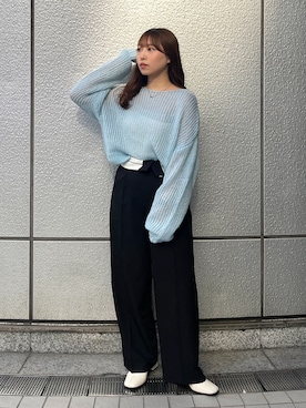 「FREE'S MART（フリーズマート）のアイテム（スラックス）」を使った、yuriさん（レディース・152cm）の冬コーディネート
