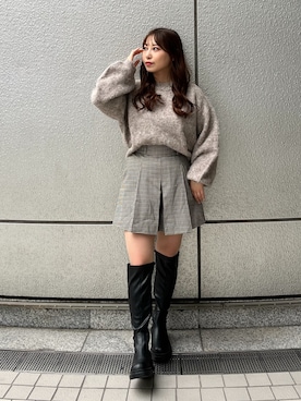 「キュロット」｜「アイテム（ブーツ）」を使った、yuriさん（レディース・152cm）の秋コーディネート