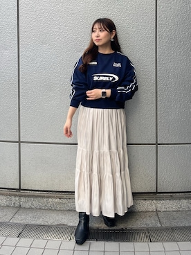 「FREE'S MART（フリーズマート）のアイテム（スウェット）」を使った、yuriさん（レディース・152cm）の冬コーディネート