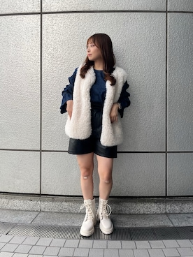 「FREE'S MART（フリーズマート）のアイテム（その他アウター）」を使った、yuriさん（レディース・152cm）の秋コーディネート