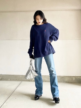 「Hollister（ホリスター）のアイテム（デニムパンツ）」を使った、skmtmloさん（レディース・159cm）の春コーディネート