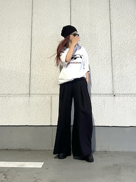 「VINTAGE（ヴィンテージ）のアイテム（帽子）」を使った、skmtmloさん（レディース・159cm）の春コーディネート