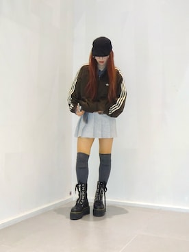 「VINTAGE（ヴィンテージ）のアイテム（帽子）」を使った、skmtmloさん（レディース・159cm）の春コーディネート
