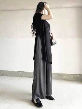 「サテンパンツ」｜「アイテム（スリッポン）」を使った、skmtmloさん（レディース・159cm）の夏コーディネート