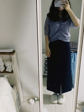 「select MOCA（セレクトモカ）のハイウエストロング丈ペンシルスカート（スカート）」を使った、ぴょんぴょょさん（レディース・154cm）の夏コーディネート