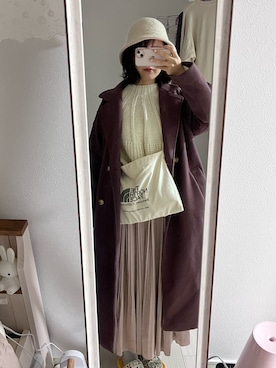 「NEUNA（ヌナ）のアイテム（ハット）」を使った、ぴょんぴょょさん（レディース・154cm）の冬コーディネート