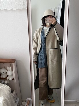 「natural couture（ナチュラルクチュール）のアイテム（その他アウター）」を使った、ぴょんぴょょさん（レディース・154cm）の冬コーディネート