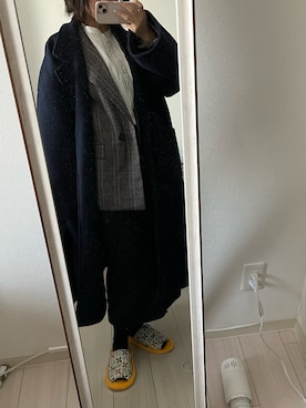 「JUNOAH（ジュノア）のアイテム（チェスターコート）」を使った、ぴょんぴょょさん（レディース・154cm）の秋コーディネート