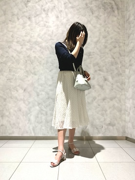 「HIMIKO（ヒミコ）の【HIMIKO】HANAE MORI×HIMIKOバタフライモチーフストラップサンダル/661222（サンダル、ホワイト系）」を使った、HIMIKO　有楽町マルイ店さん（レディース・155cm）の春コーディネート
