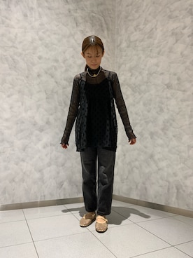 「NICAL（ニカル）の【NICAL】ラインストーンメッシュパンプス/564104（パンプス、ピンク系）」を使った、HIMIKO　有楽町マルイ店さん（レディース・155cm）の春コーディネート
