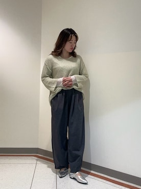 「HIMIKO（ヒミコ）の【HIMIKO】パンチングレザーメリージェーンパンプス/661103（パンプス、シルバー系）」を使った、HIMIKO 大丸 京都店さん（レディース・153cm）の春コーディネート