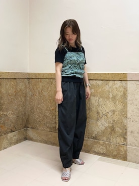 「シルバーシューズ」｜HIMIKO 大丸 京都店さん（レディース・153cm）の夏コーディネート