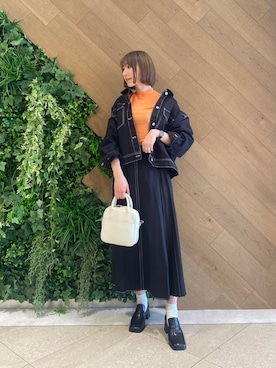 「スクエアトゥ」｜「アイテム（デニムジャケット）」を使った、rinaさん（レディース・166cm）の春コーディネート