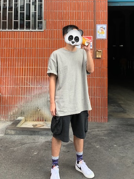 「ESSENTIAL（エッセンシャル）のアイテム」を使った、Machiさん（メンズ・171cm）の夏コーディネート