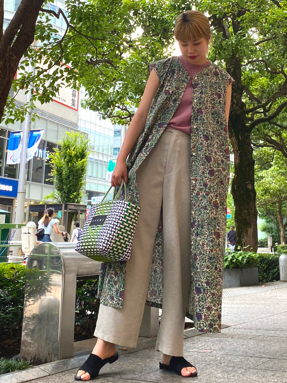 マルニマーケットカゴバッググリーン系 （マルニ MARNI かごバッグ  