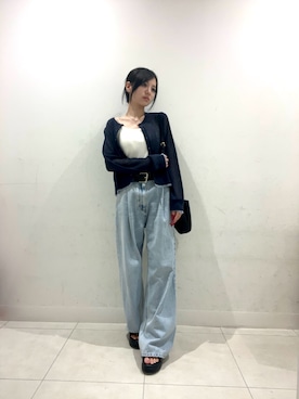 「SENSE OF PLACE by URBAN RESEARCH(センスオブプレイスバイアーバンリサーチ)の『接触冷感』汗ジミ防止カップツキバックオープンキャミソール(キャミソール、ホワイト系)」を使った、yutsukiさん(レディース・154cm)の春コーディネート