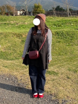 「アイテム（チュニック）」を使った、ユカさん（レディース・155cm）の秋コーディネート