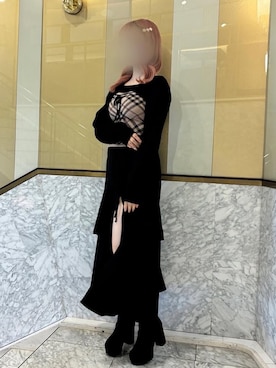 チェックリボンショートレイヤードニットを使った人気ファッション