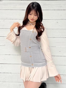 「アイテム（シャツワンピース、グレー系）」を使った、NOMAEさん（レディース・160cm）の春コーディネート