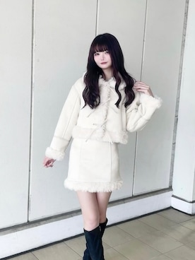 「アイテム（ムートンコート）」を使った、NOMAEさん（レディース・165cm）の冬コーディネート