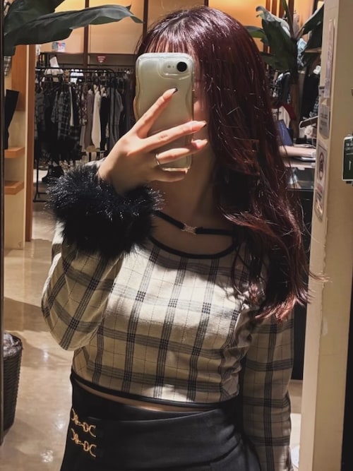 ファーカフスバックリボントップス（Tシャツ/カットソー